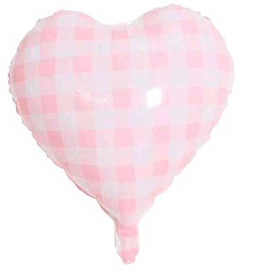 18" Pink and White Checkered Heart