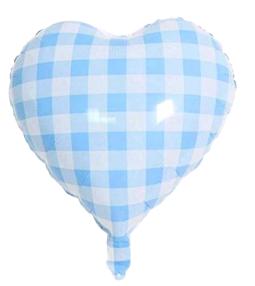 18" Blue and White Checkered Heart