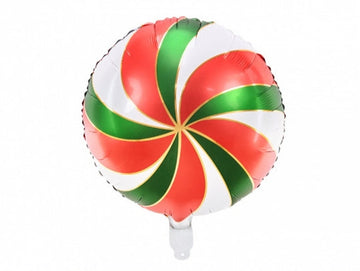 18" Festive Green, White, Red and Gold Peppermint Swirl