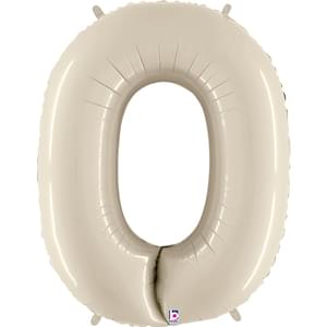 Cream 34" Number 0 Foil Balloon