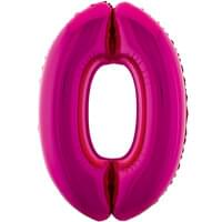 Fuchsia 34" Number 0 Foil Balloon