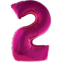 Fuchsia 34" Number 2 Foil Balloon