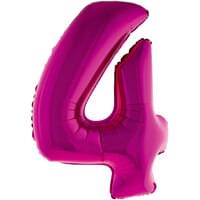 Fuchsia 34" Number 4 Foil Balloon