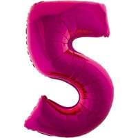 Fuchsia 34" Number 5 Foil Balloon