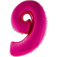 Fuchsia 34" Number 9 Foil Balloon